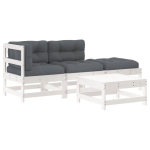 Meble ogrodowe Biały Drewno vidaXL 486022 Meble ogrodowe Biały Drewno vidaXL 486022