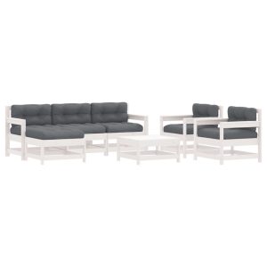 Meble ogrodowe Biały Drewno vidaXL 486024 Meble ogrodowe Biały Drewno vidaXL 486024