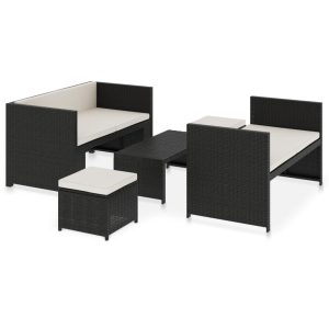 Meble ogrodowe Czarny Technorattan vidaXL 260567 Meble ogrodowe Czarny Technorattan vidaXL 260567