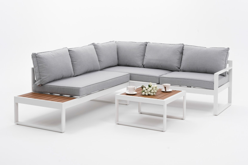 Meble ogrodowe narożnik nowoczesny aluminium NICEA biała 205865