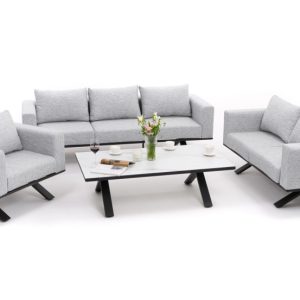 Meble ogrodowe nowoczesne luksusowe aluminiowe MARABELLA szaro białe 636562 Meble ogrodowe nowoczesne luksusowe aluminiowe MARABELLA szaro białe 636562