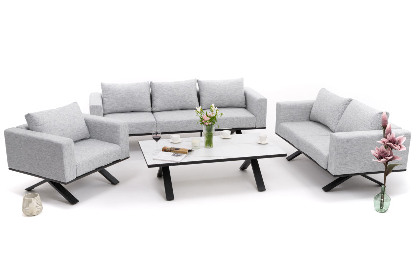 Meble ogrodowe nowoczesne luksusowe aluminiowe MARABELLA szaro białe 636562