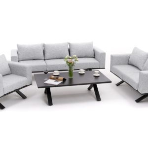 Meble ogrodowe nowoczesne luksusowe aluminiowe MARABELLA szaro czarne 636564 Meble ogrodowe nowoczesne luksusowe aluminiowe MARABELLA szaro czarne 636564