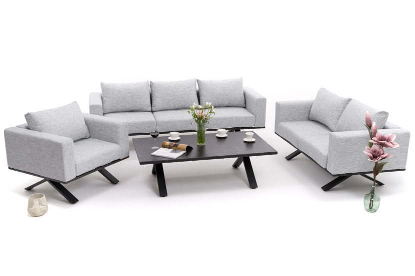 Meble ogrodowe nowoczesne luksusowe aluminiowe MARABELLA szaro czarne 636564