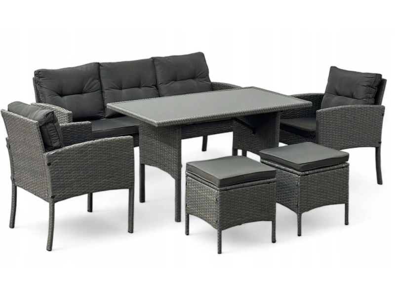 Meble Ogrodowe PATIO z Poduszkami – Odporne na Warunki Atmosferyczne Szary 1021633