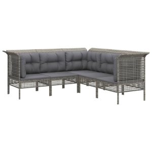Meble ogrodowe Szary Technorattan 3x hjørne + 2x sofa środkowa vidaXL 372219 Meble ogrodowe Szary Technorattan 3x hjørne + 2x sofa środkowa vidaXL 372219