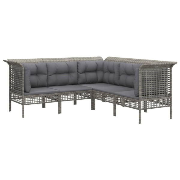 Meble ogrodowe Szary Technorattan 3x hjørne + 2x sofa środkowa vidaXL 372219