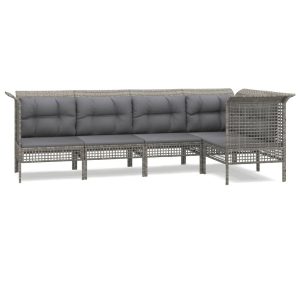 Meble ogrodowe Szary Technorattan 3x hjørne + 2x sofa środkowa vidaXL 313964 Meble ogrodowe Szary Technorattan 3x hjørne + 2x sofa środkowa vidaXL 313964