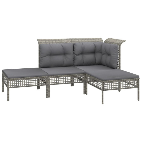 Meble ogrodowe Szary Technorattan narożna + sofa środkowa + 2x podnóżek 372308