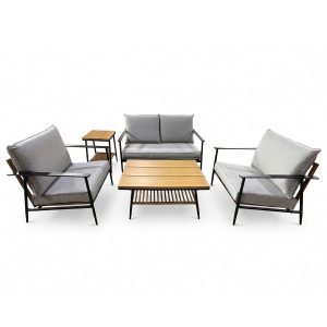 Meble ogrodowe z poduszkami wodoodpornymi PARADISE szare, sofa i fotele 1066971 Meble ogrodowe z poduszkami wodoodpornymi PARADISE szare, sofa i fotele 1066971