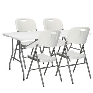 Meble turystyczne składane, stół 180×74 cm z 4 krzesłami zestaw cateringowy 635851 Meble turystyczne składane, stół 180×74 cm z 4 krzesłami zestaw cateringowy 635851