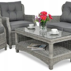 Meble z technorattanu komplet zestaw ogrodowy TRIVENTO 2 Stone grey 692598 Meble z technorattanu komplet zestaw ogrodowy TRIVENTO 2 Stone grey 692598