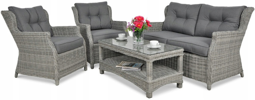 Meble z technorattanu komplet zestaw ogrodowy TRIVENTO 2 Stone grey 692598