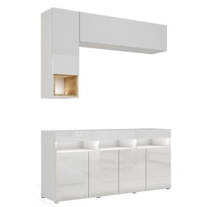 Meblościanka 175 cm do salonu PREMIUM biały połysk 749044 Meblościanka 175 cm do salonu PREMIUM biały połysk 749044