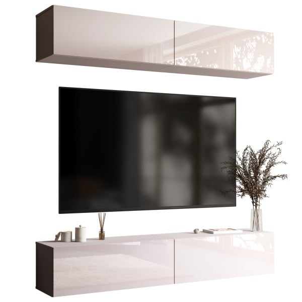 Meblościanka 210 cm do salonu kaszmir połysk PREMIUM 783260