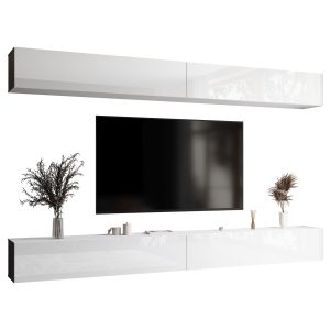 Meblościanka 350 cm do salonu biały połysk PREMIUM 783262 Meblościanka 350 cm do salonu biały połysk PREMIUM 783262