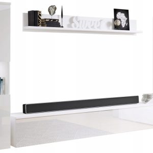 Meblościanka 4-elem. do salonu, biały mat/połysk słupek i szafka RTV 180 cm 125415 Meblościanka 4-elem. do salonu, biały mat/połysk słupek i szafka RTV 180 cm 125415