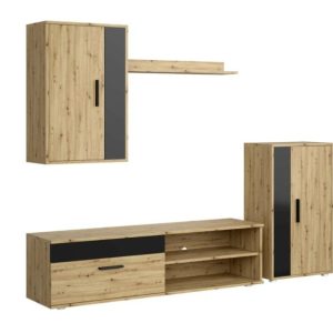 Meblościanka BENSON dąb artisan/czarna 840038 Meblościanka BENSON dąb artisan/czarna 840038