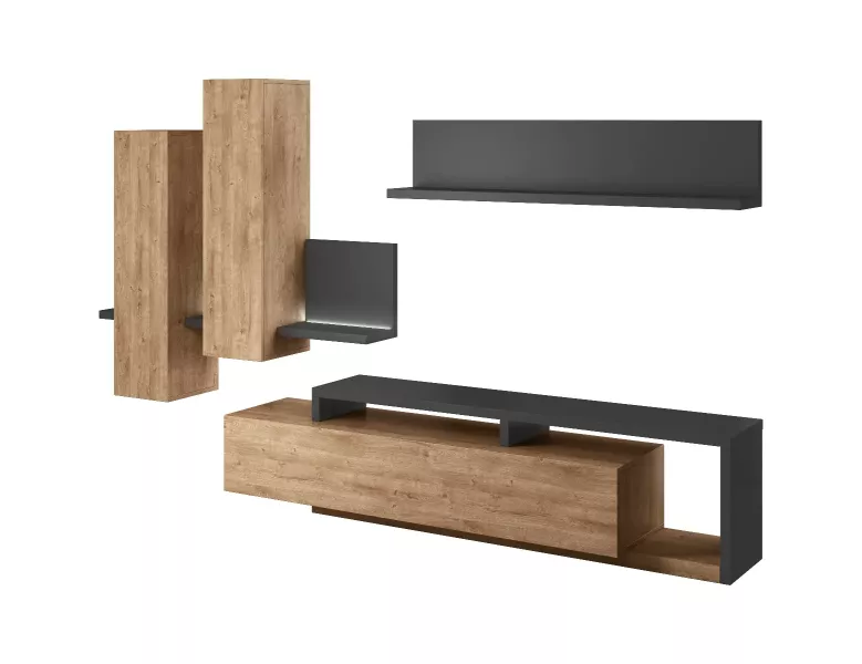 Meblościanka BOTA antracyt/dąb ribbec 825447