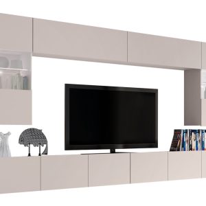 Meblościanka Calabrini I z oświetleniem LED – białe 688523 Meblościanka Calabrini I z oświetleniem LED – białe 688523