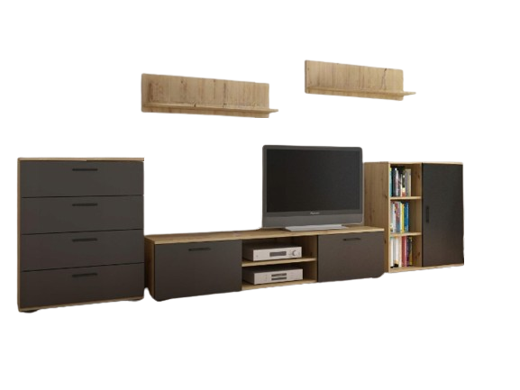 Meblościanka CHOPIN 2 artisan - czarny komoda rtv 247734
