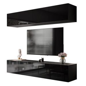 Meblościanka COLGANTE LED czarny połysk led 96649 Meblościanka COLGANTE LED czarny połysk led 96649
