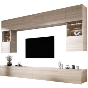 Meblościanka: Dąb Sonoma, szerokość: 300 cm, wysokość: REGULOWANA 261341