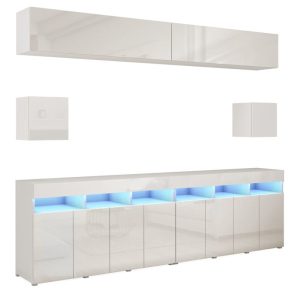 Meblościanka do salonu 280 cm PREMIUM biały połysk 749052 Meblościanka do salonu 280 cm PREMIUM biały połysk 749052