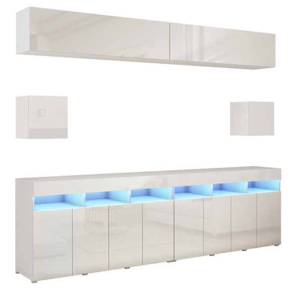 Meblościanka do salonu 280 cm PREMIUM biały połysk 749052