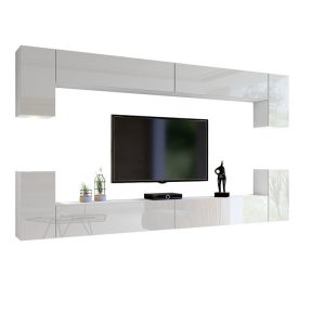 Meblościanka do salonu biały połysk 350 cm PREMIUM 749036 Meblościanka do salonu biały połysk 350 cm PREMIUM 749036