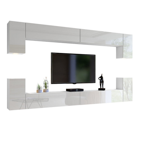 Meblościanka do salonu biały połysk 350 cm PREMIUM 749036