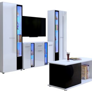 Meblościanka do salonu biały połysk CUBE XL 722748 Meblościanka do salonu biały połysk CUBE XL 722748