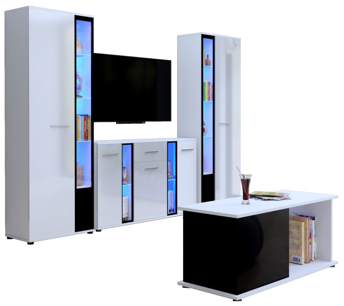 Meblościanka do salonu biały połysk CUBE XL 722748
