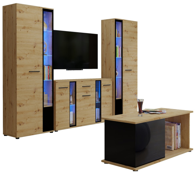 Meblościanka do salonu dąb artisan CUBE XL 722752