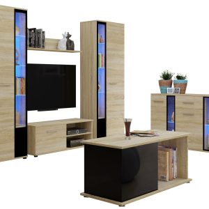 Meblościanka do salonu dąb sonoma CUBE XL 722744 Meblościanka do salonu dąb sonoma CUBE XL 722744