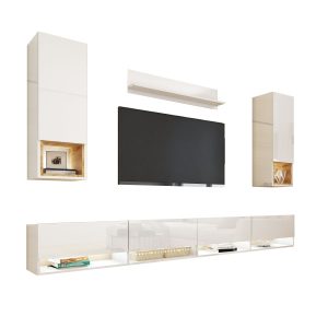 Meblościanka do salonu PREMIUM biały połysk 749055 Meblościanka do salonu PREMIUM biały połysk 749055