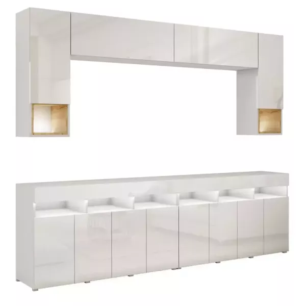 Meblościanka do salonu PREMIUM biały połysk 749057