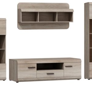 Meblościanka do salonu SONO – Dąb sonoma + LED 215965 Meblościanka do salonu SONO – Dąb sonoma + LED 215965