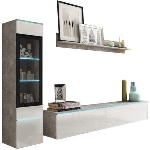 Meblościanka do salonu VELLORE biała/beton 769551 Meblościanka do salonu VELLORE biała/beton 769551