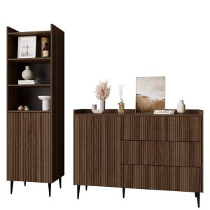 Meblościanka do salonu z komodą ASPERO orzech 799704 Meblościanka do salonu z komodą ASPERO orzech 799704