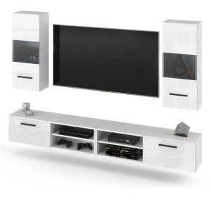 Meblościanka do sypialni salonu 240cm blande biała połysk 373950 Meblościanka do sypialni salonu 240cm blande biała połysk 373950