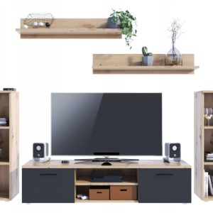 Meblościanka HERKULES artisan – czarny rtv komoda 509639 Meblościanka HERKULES artisan – czarny rtv komoda 509639