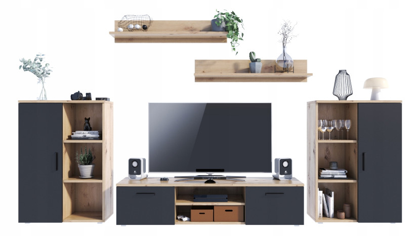 Meblościanka HERKULES artisan - czarny rtv komoda 509639