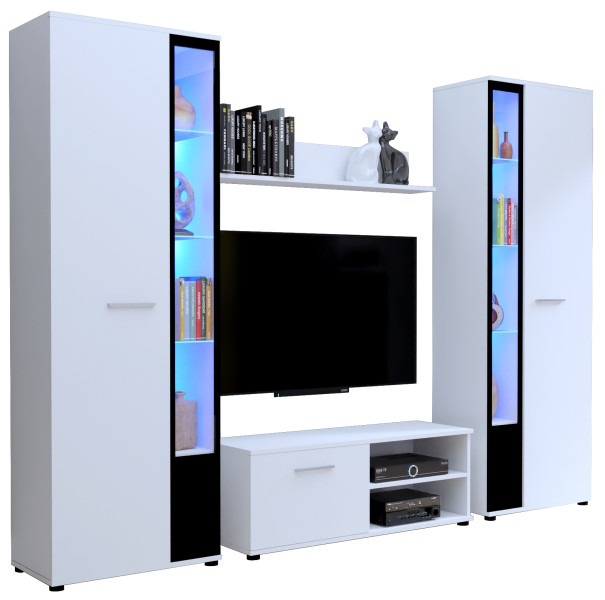 Meblościanka komoda RTV witryna CUBE XL biały mat 722751