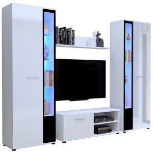 Meblościanka komoda RTV witryna CUBE XL biały połysk 722741 Meblościanka komoda RTV witryna CUBE XL biały połysk 722741