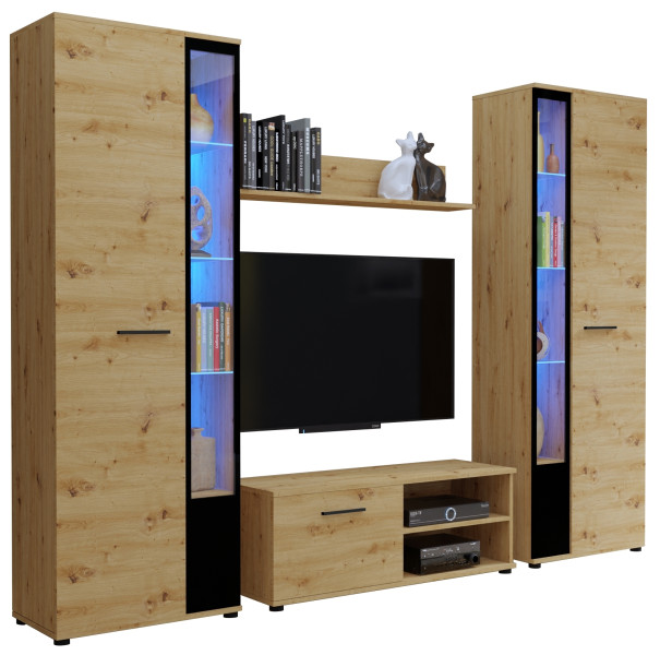 Meblościanka komoda RTV witryna CUBE XL dąb artisan 722750