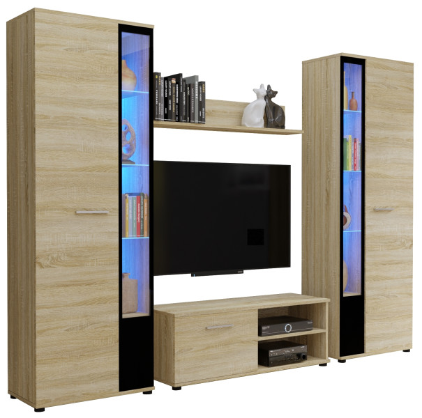 Meblościanka komoda RTV witryna CUBE XL dąb sonoma 722749