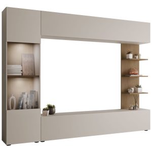 Meblościanka Lazando z oświetleniem LED – białe 359975 Meblościanka Lazando z oświetleniem LED – białe 359975