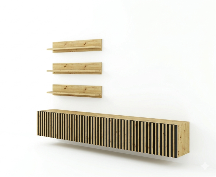 Mebloscianka Loft Z Lamelami Zestaw Trend-14 Dab Artisan 986005