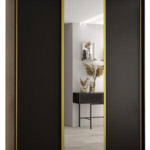 Szafa przesuwna 60 Cannes 3 200 czarny+czarny+złoty 181667 Szafa przesuwna 60 Cannes 3 200 czarny+czarny+złoty 181667
